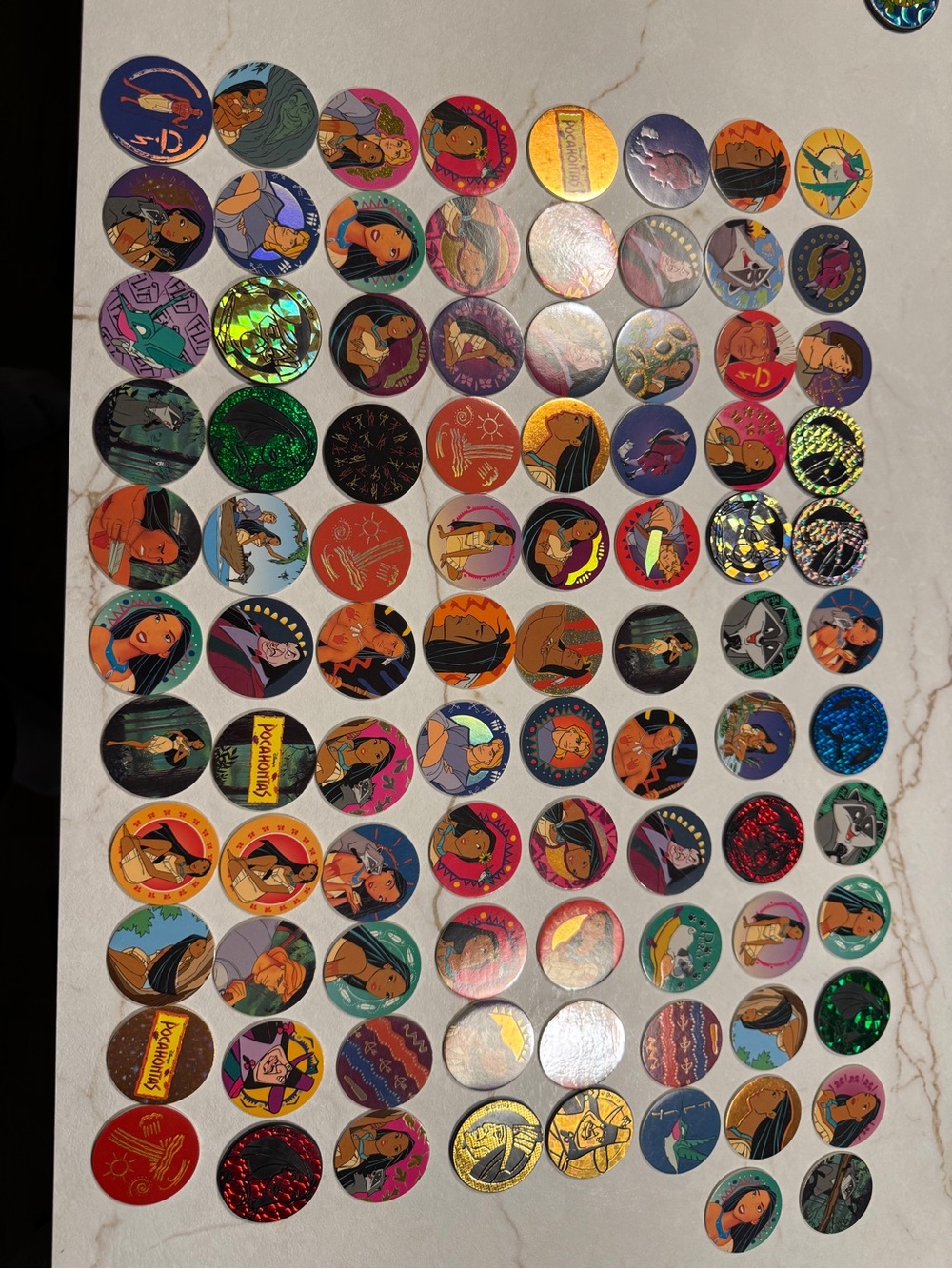 Vintage Pocahontas Color Collectible Cartoon Pogs - Mixed Colors